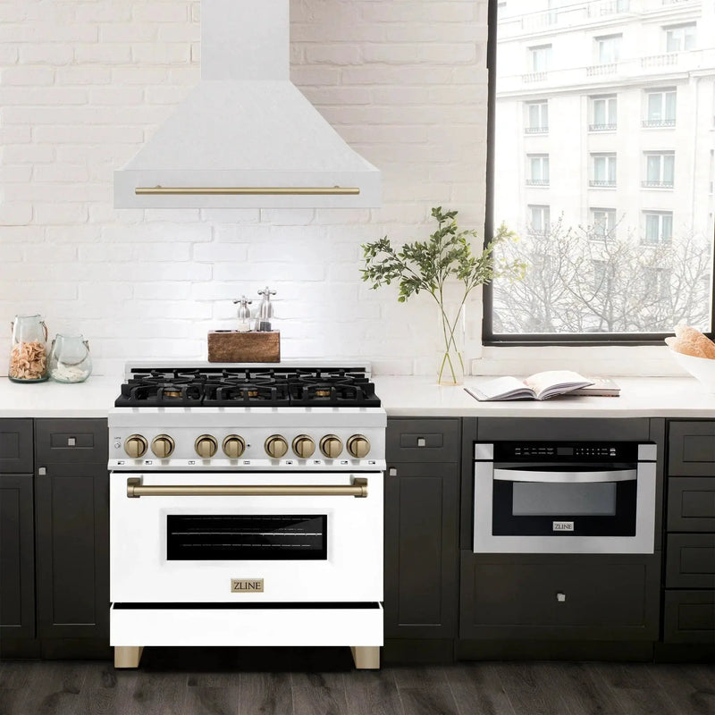 ZLINE 36" Autograph Edition Fingerprint Resistant Stainless Steel Range Hood 8654SNZ-36-CB by Farmhouse Kitchen and Bath