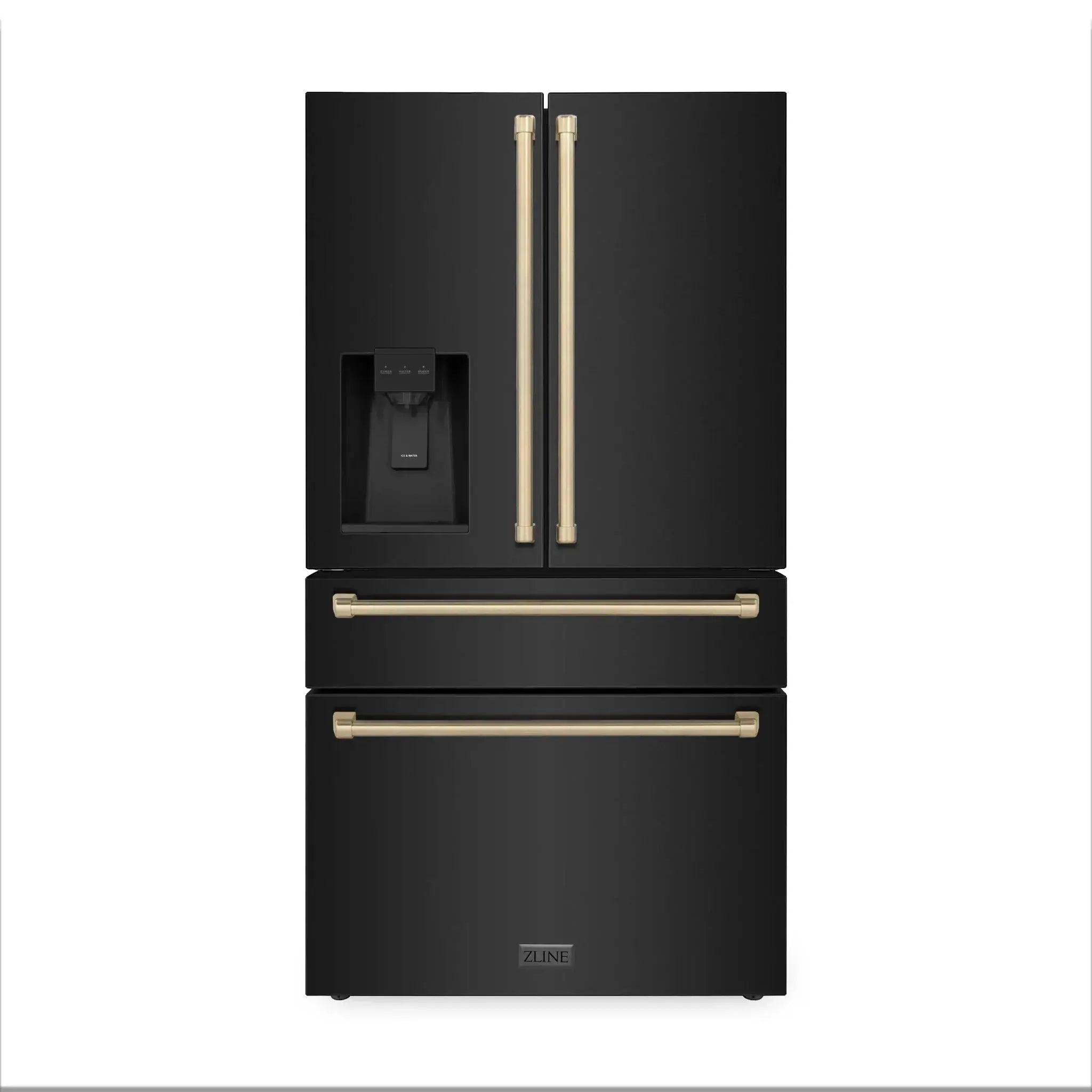 ZLINE 36" Autograph French Door Refrigerator with Water and Ice Dispenser in Black Stainless Steel RFMZ-W-36-BS-CB by Farmhouse Kitchen and Bath