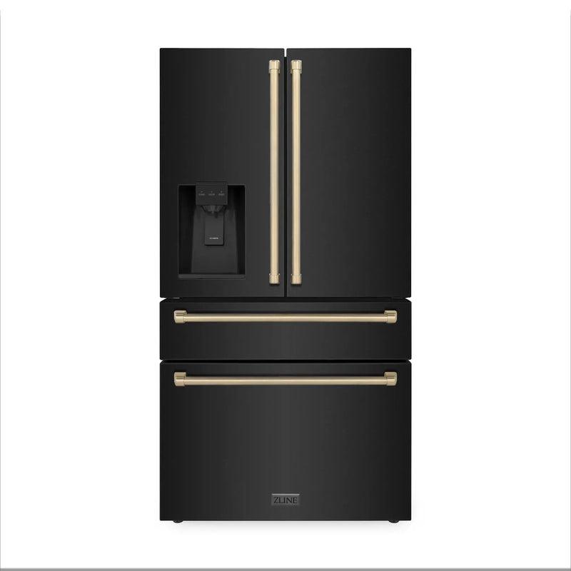 ZLINE 36" Autograph French Door Refrigerator with Water and Ice Dispenser in Black Stainless Steel RFMZ-W-36-BS-CB by Farmhouse Kitchen and Bath