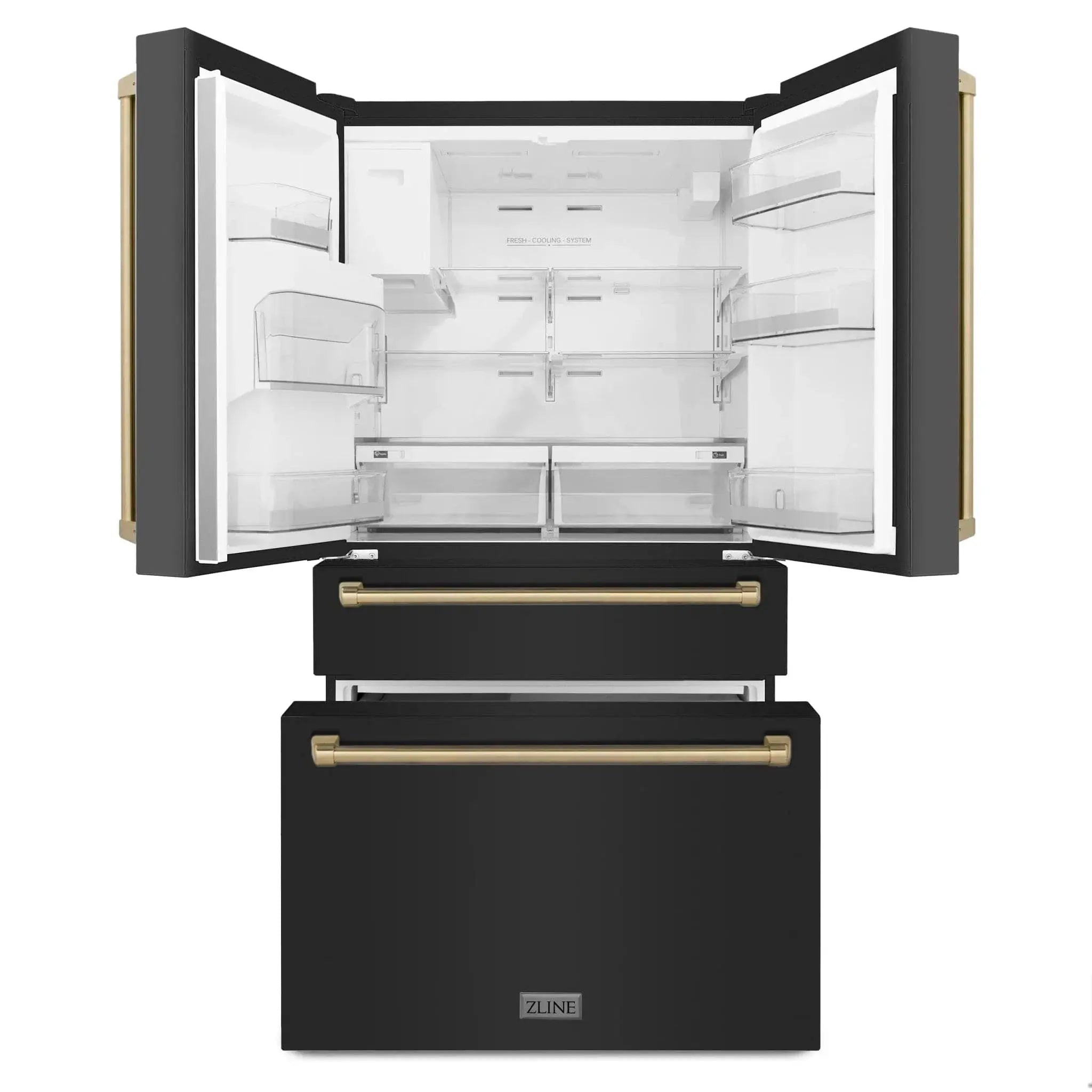 ZLINE 36" Autograph French Door Refrigerator with Water and Ice Dispenser in Black Stainless Steel RFMZ-W-36-BS-CB by Farmhouse Kitchen and Bath
