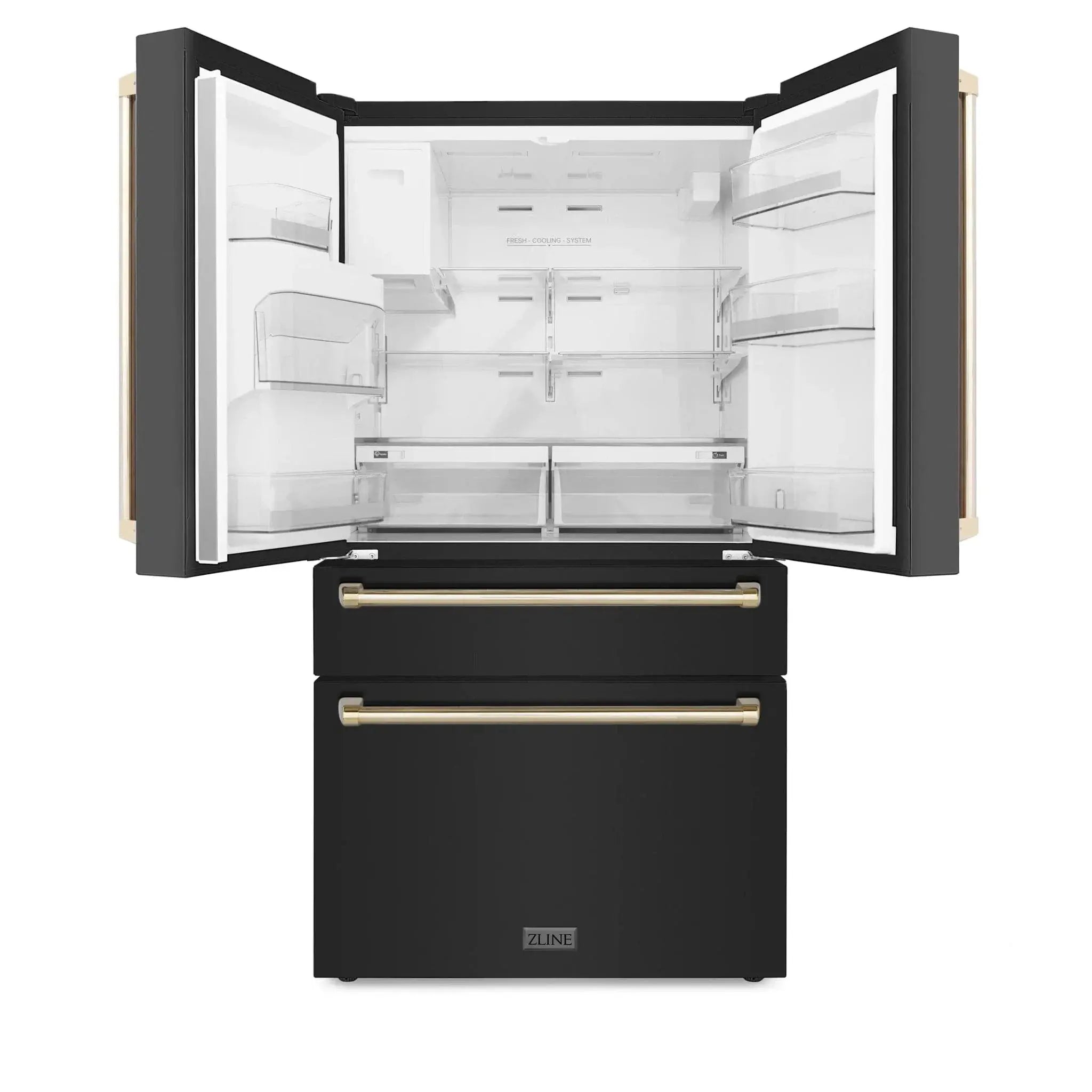 ZLINE 36" Autograph French Door Refrigerator with Water and Ice Dispenser in Black Stainless Steel RFMZ-W-36-BS-G by Farmhouse Kitchen and Bath