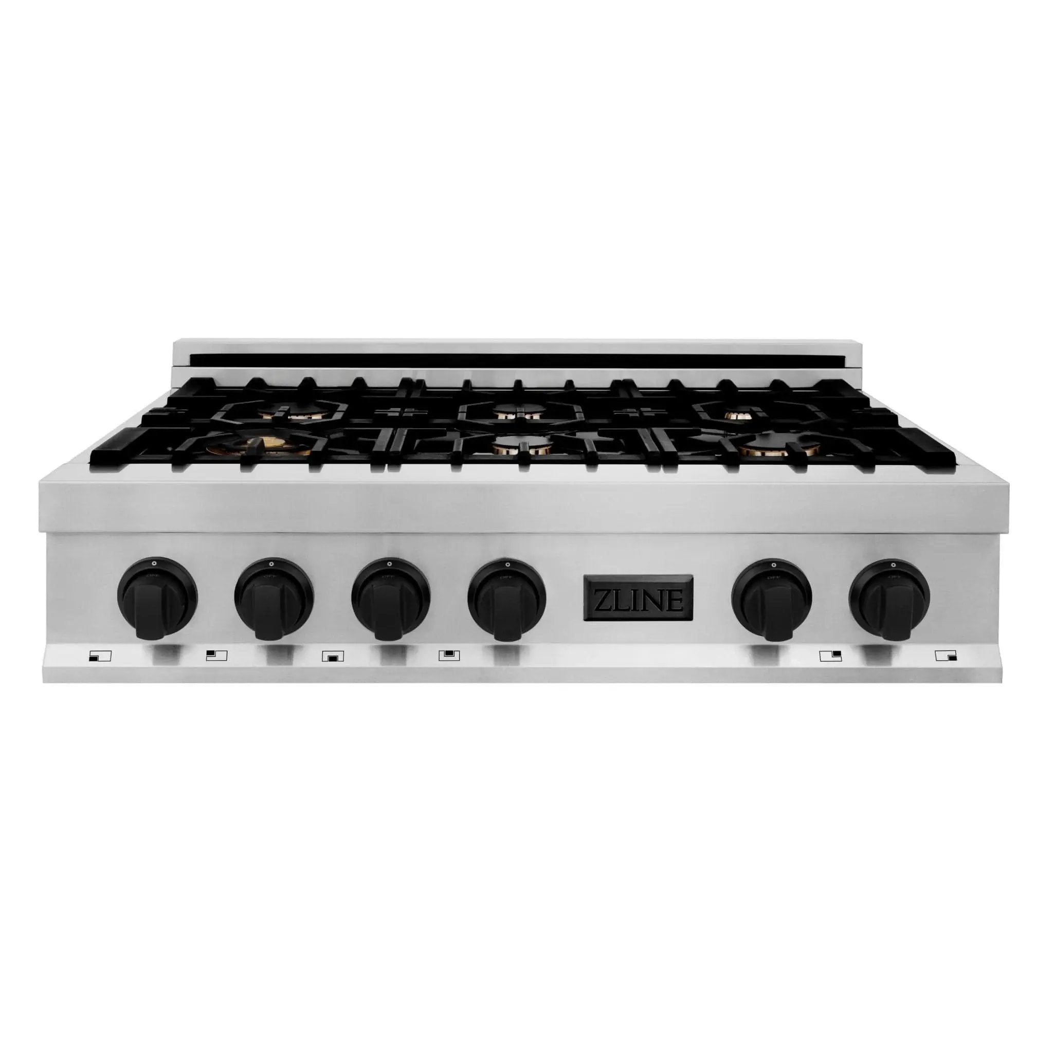 ZLINE 36" Autograph Porcelain Rangetop, Stainless,MatteBlack,RTZ-36-MB by Farmhouse Kitchen and Bath
