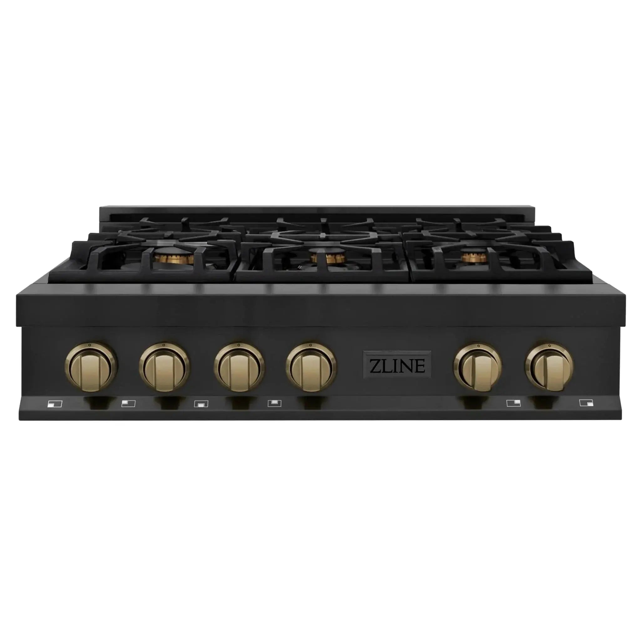 ZLINE 36" Autograph Rangetop, Black Stainless, Gold Accents, RTBZ-36-CB by Farmhouse Kitchen and Bath