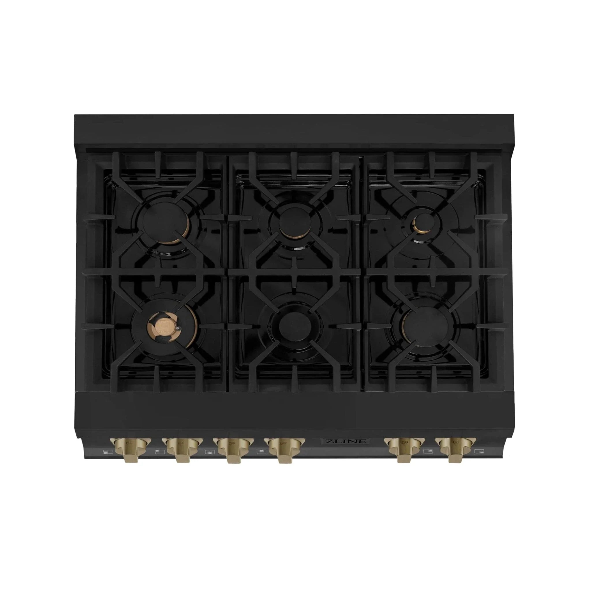 ZLINE 36" Autograph Rangetop, Black Stainless, Gold Accents, RTBZ-36-CB by Farmhouse Kitchen and Bath