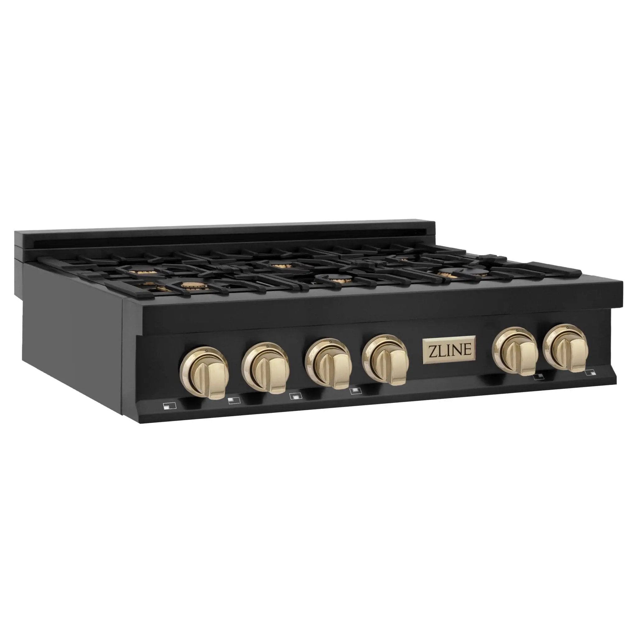 ZLINE 36" Autograph Rangetop, Black Stainless, Gold Accents, RTBZ-36-G by Farmhouse Kitchen and Bath