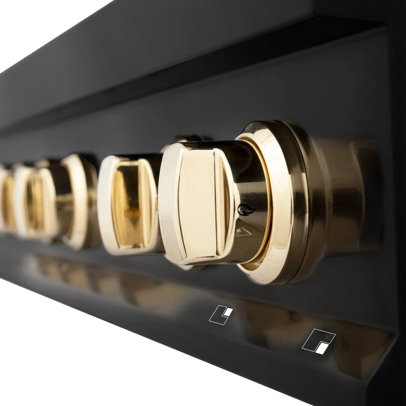 ZLINE 36" Autograph Rangetop, Black Stainless, Gold Accents, RTBZ-36-G by Farmhouse Kitchen and Bath