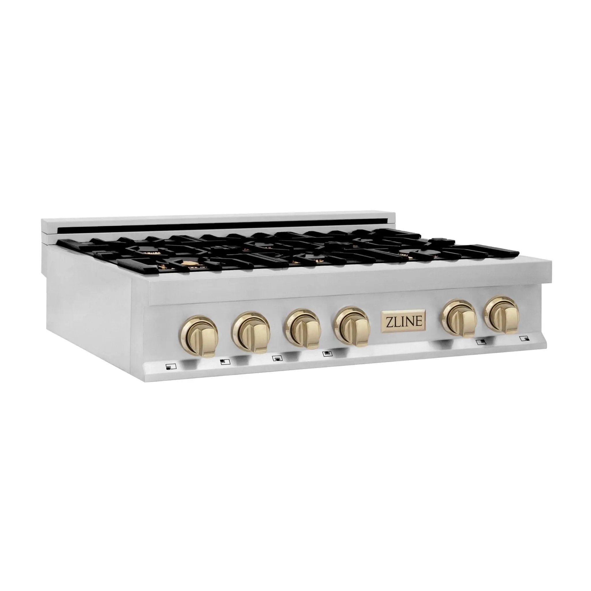 ZLINE 36" Autograph Rangetop, Stainless Steel, Gold Accents, RTZ-36-G by Farmhouse Kitchen and Bath