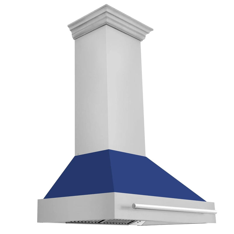 ZLINE 36" Autograph Stainless Blue Matt Wall Range Hood 8654STX-BM-36 by Farmhouse Kitchen and Bath