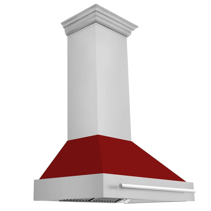 ZLINE 36" Autograph Stainless Red Gloss Wall Range Hood 8654STX-RG-36 by Farmhouse Kitchen and Bath