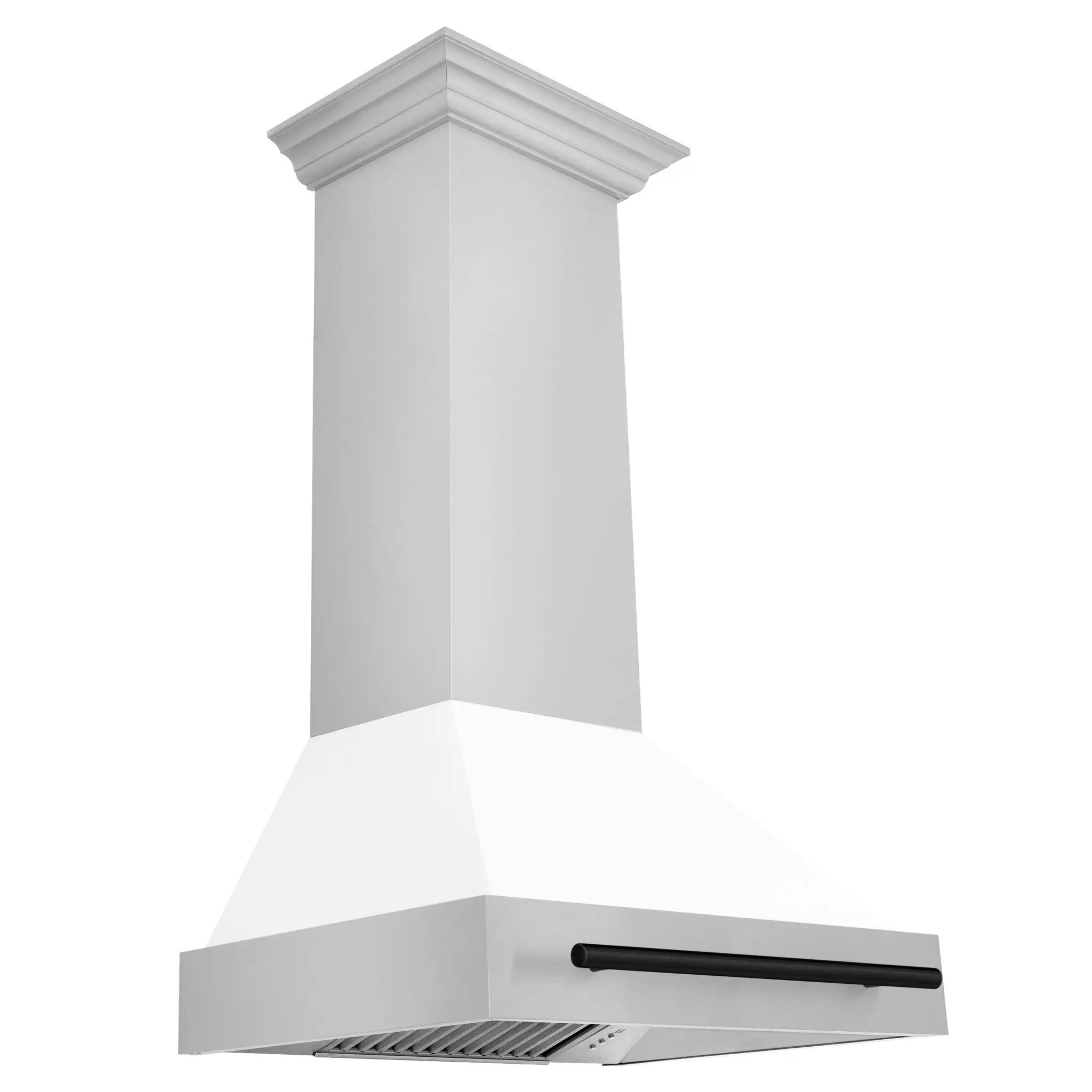 ZLINE 36" Autograph Stainless Wall Range Hood, White, Black accents, 8654STZ-WM36-MB by Farmhouse Kitchen and Bath