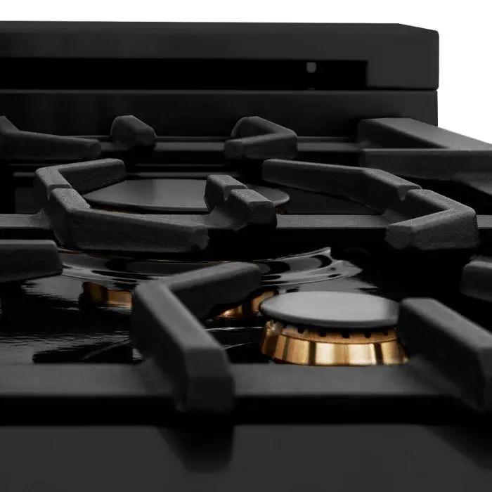 ZLINE 36" Black Stainless, Gas Burner/Electric Oven, Brass Burners, RAB-BR-36 by Farmhouse Kitchen and Bath