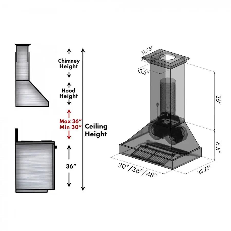 ZLINE 36" Black Stainless Steel Wall Mount Range Hood, BS655N-36 by Farmhouse Kitchen and Bath