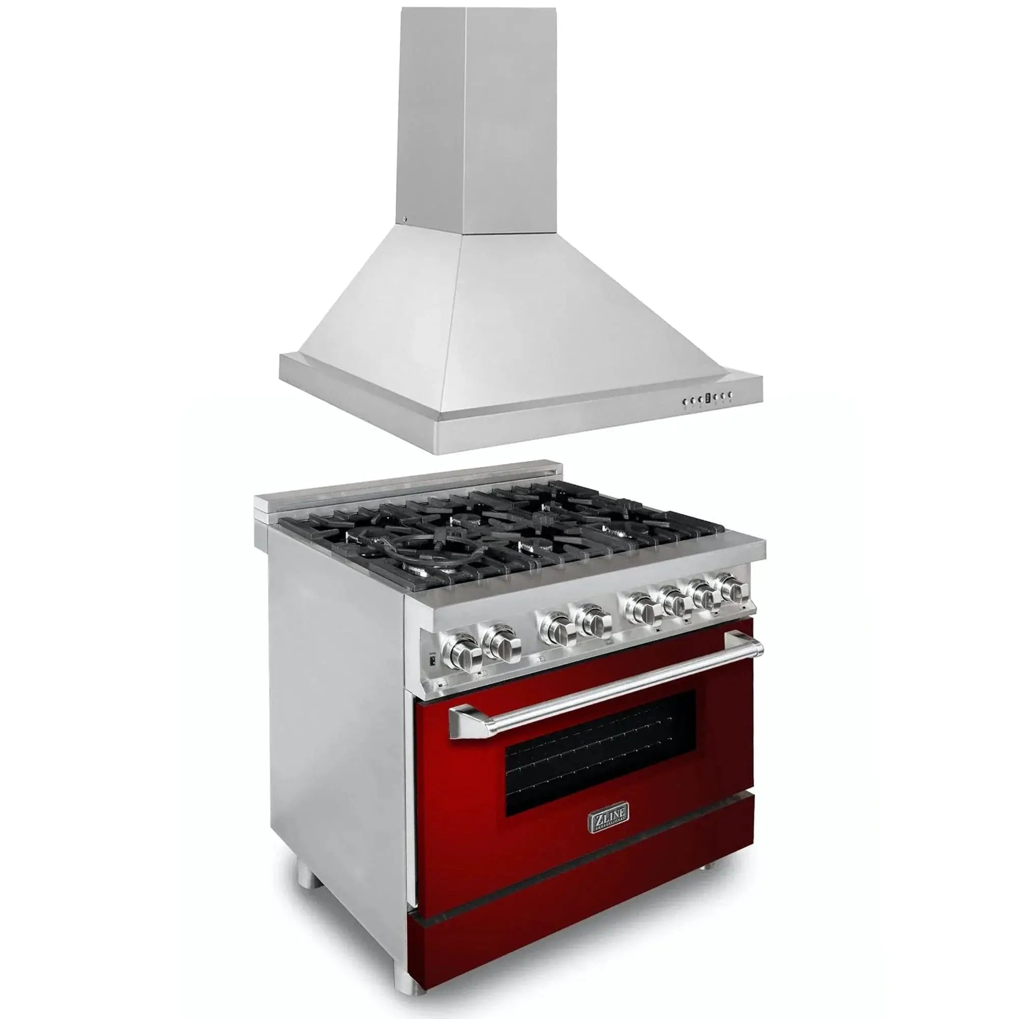 ZLINE 36" Bundle Range RA-RG-36 & Wall Range Hood KB-36, 2KP-RARGRH36 by Farmhouse Kitchen and Bath