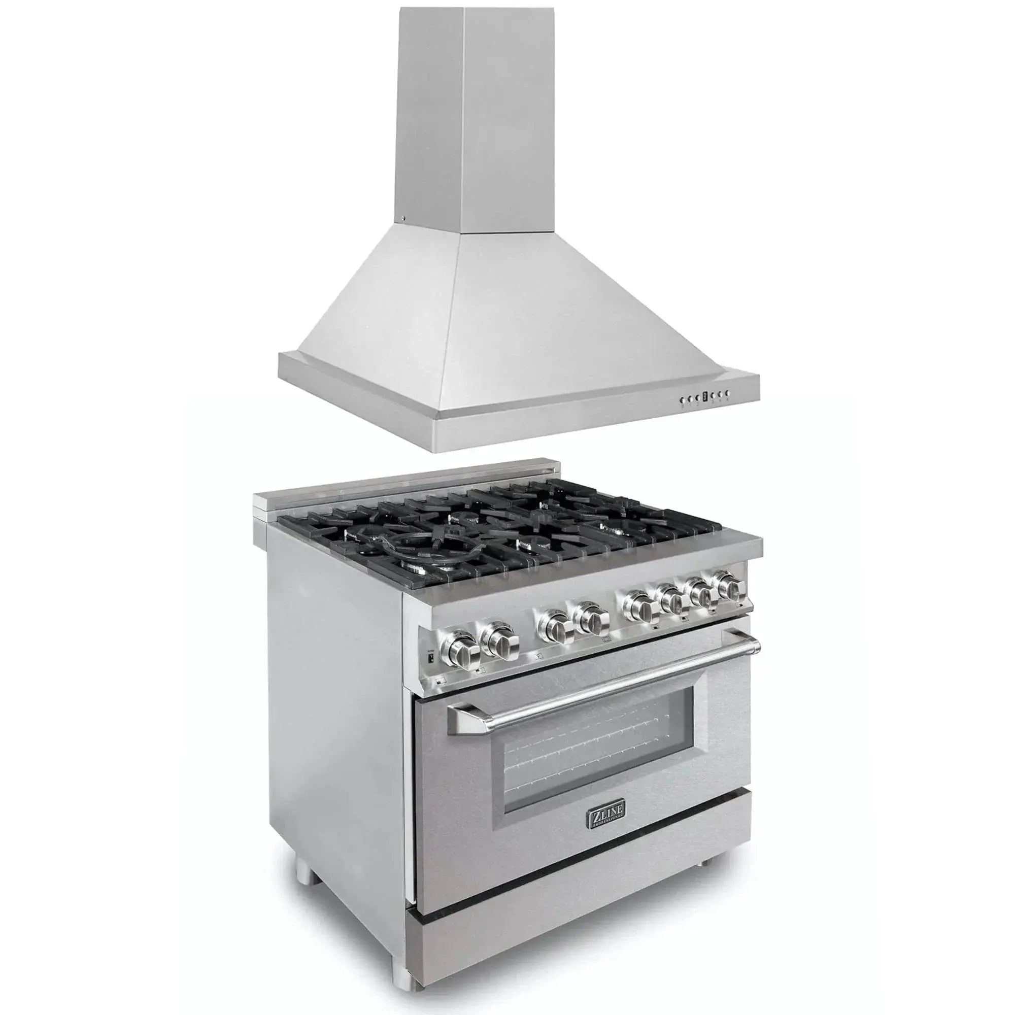 ZLINE 36" Bundle Range RA-SN-36 & Range Hood KB-36, 2KP-RASNRH36 by Farmhouse Kitchen and Bath