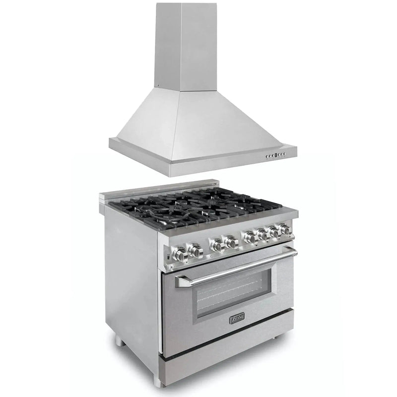 ZLINE 36" Bundle Range RA-SN-36 & Range Hood KB-36, 2KP-RASNRH36 by Farmhouse Kitchen and Bath
