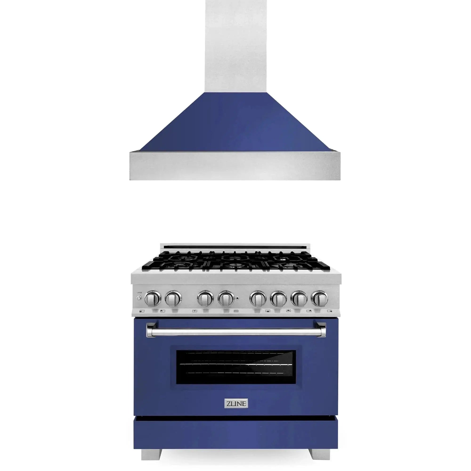 ZLINE 36" Bundle Range RAS-BM-36 & Range Hood 8654BM-36, 2KP-RASBMRH36 by Farmhouse Kitchen and Bath