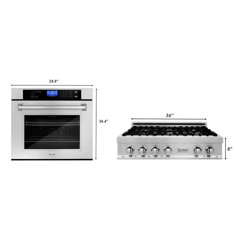 ZLINE 36" Bundle Range Top RT36 & Wall Oven AWS-30, 2KP-RTAWS36 by Farmhouse Kitchen and Bath
