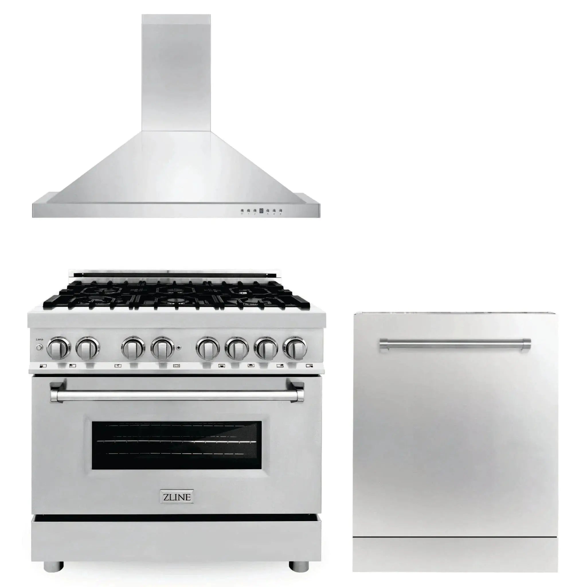 ZLINE 36" Bundled Stainless DualRange RangeHood Dishwasher 3KP-RARH36-DW by Farmhouse Kitchen and Bath
