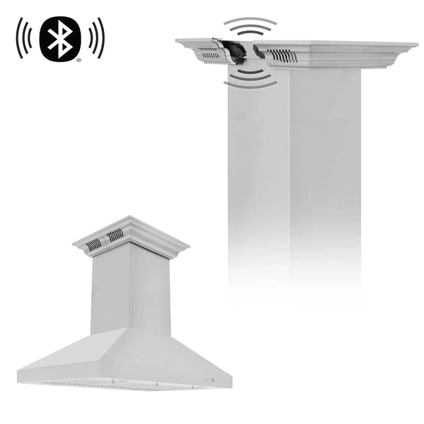 ZLINE CrownSound‚ Ducted Vent Island Mount Range Hood in Stainless Steel, Built-in Bluetooth Speakers, KL3iCRN-BT, photo 2 of 12