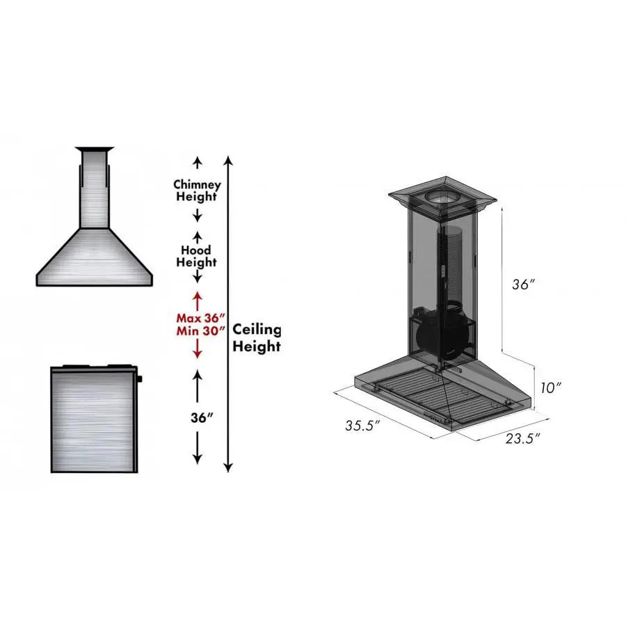 ZLINE 36" Designer Series Oil-Rubbed Bronze Island Range Hood, 8KL3iB-36 by Farmhouse Kitchen and Bath