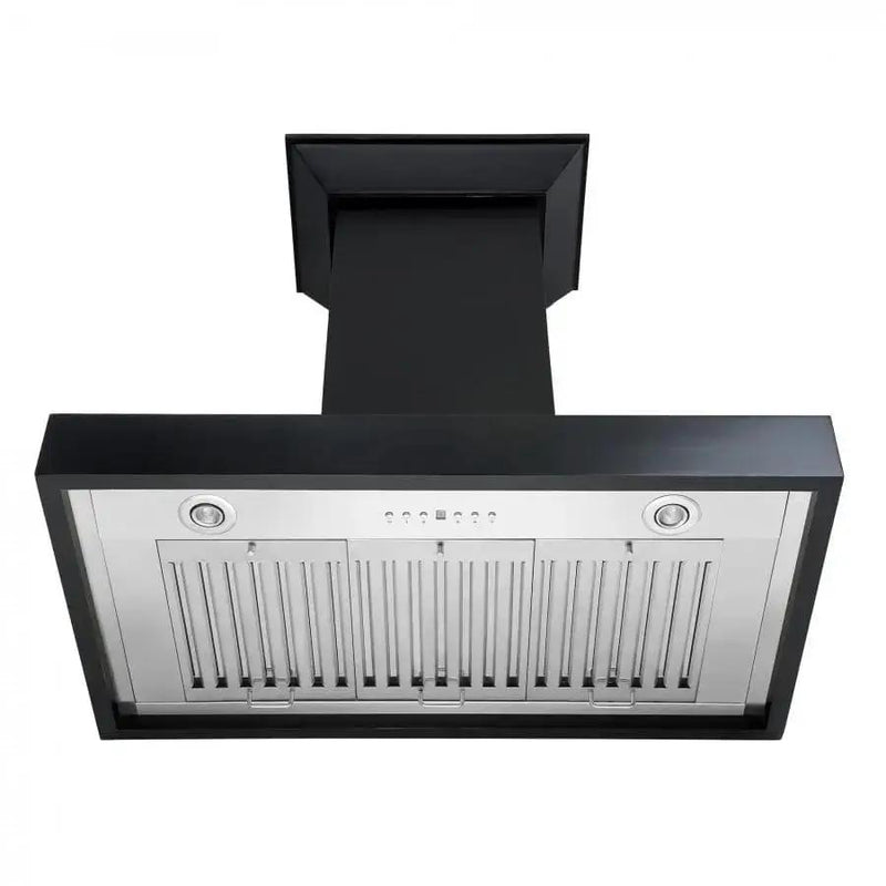 ZLINE 36" Designer Series Wooden Wall Range Hood in Black, KBCC-36 by Farmhouse Kitchen and Bath