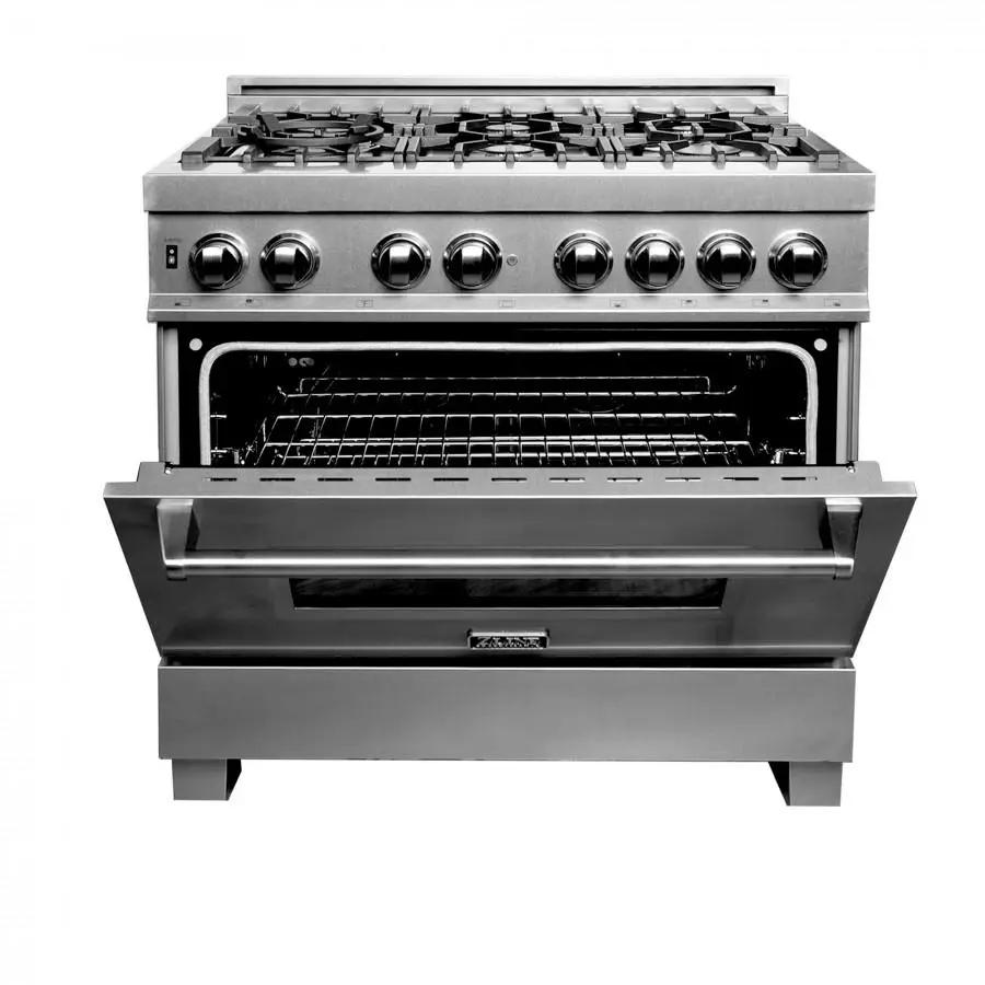 ZLINE 36" Dual Fuel Range, Snow Stainless, Snow Stainless Door, RAS-SN-36 by Farmhouse Kitchen and Bath