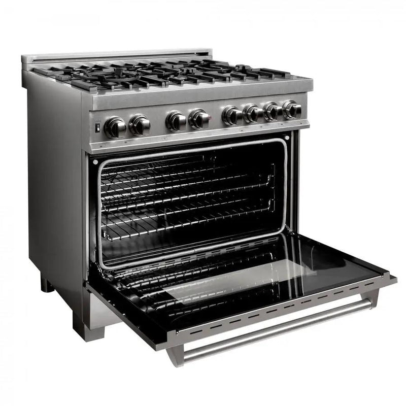 ZLINE 36" Dual Fuel Range, Snow Stainless, Snow Stainless Door, RAS-SN-36 by Farmhouse Kitchen and Bath