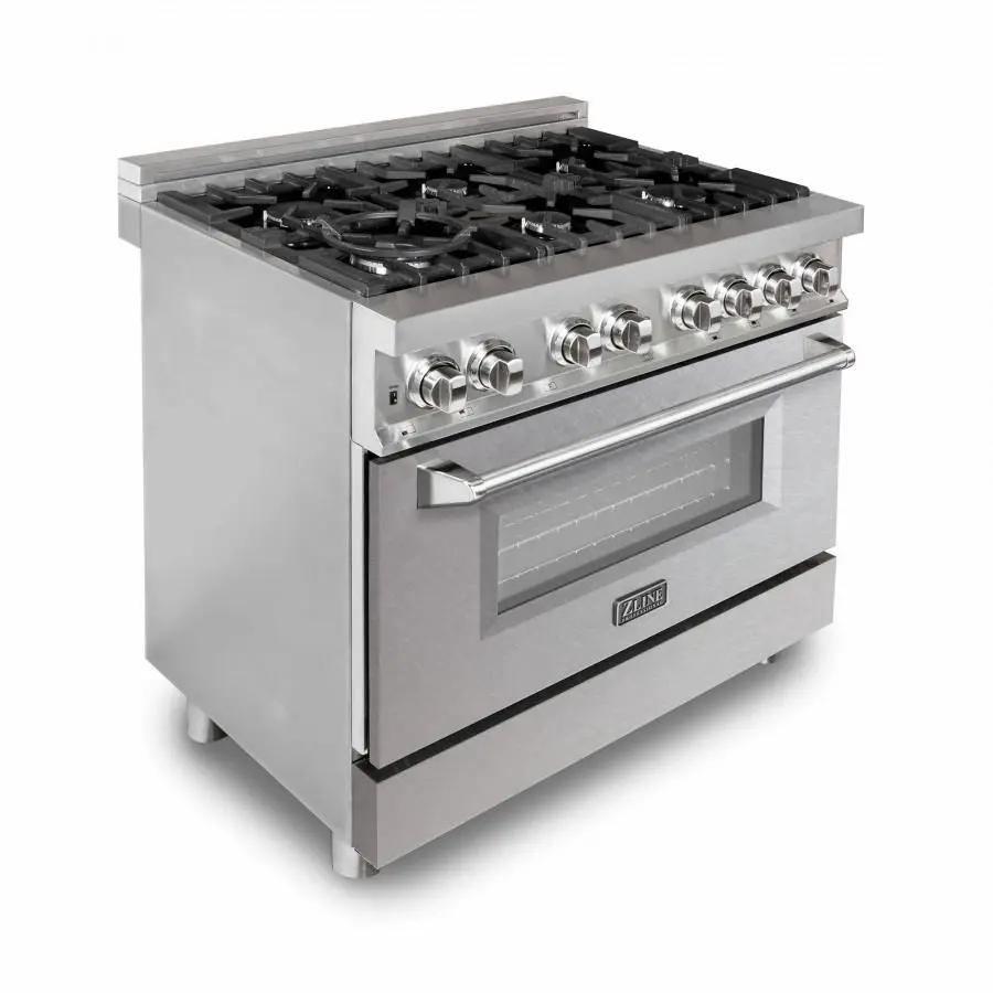 ZLINE 36" Dual Fuel Range with Snow Finish Door, RA-SN-36 by Farmhouse Kitchen and Bath
