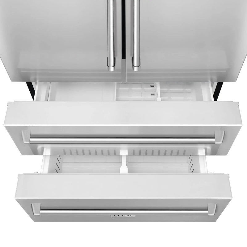 ZLINE 36" French Door Refrigerator with Ice Maker, Stainless Steel, RFM-36 by Farmhouse Kitchen and Bath