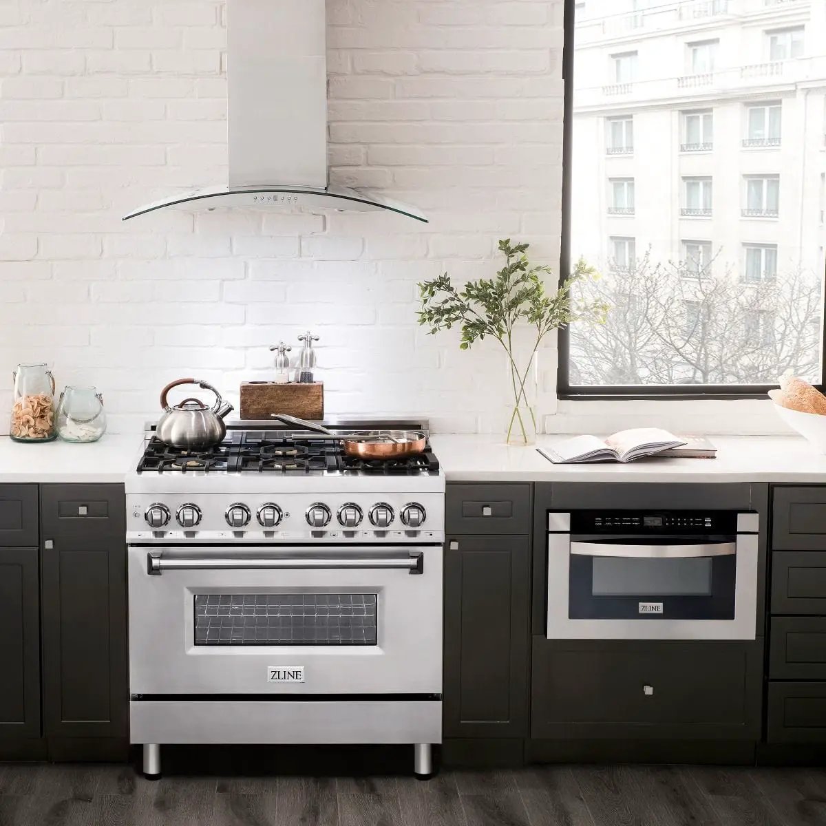 ZLINE 36" Gas Burner/Electric Oven Range, Brass Burners, RA-BR-36 by Farmhouse Kitchen and Bath