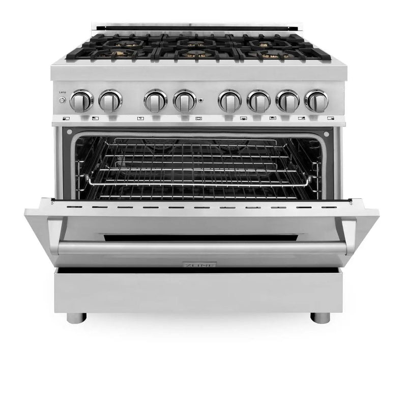 ZLINE 36" Gas Burner/Electric Oven Range, Brass Burners, RA-BR-36 by Farmhouse Kitchen and Bath