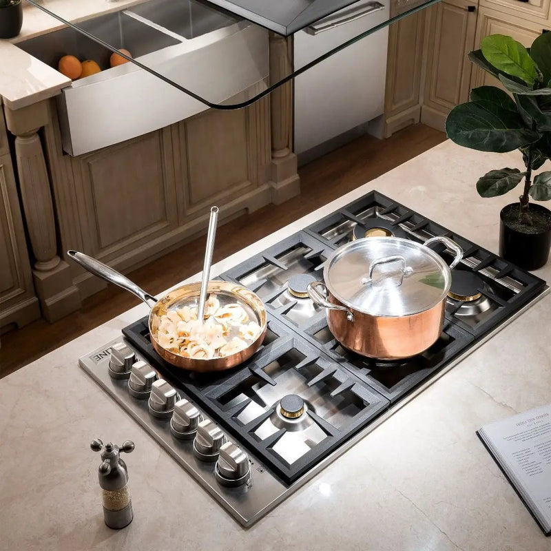 ZLINE 36" Gas Cooktop with 6 Gas Brass Burners RC-BR-36 by Farmhouse Kitchen and Bath