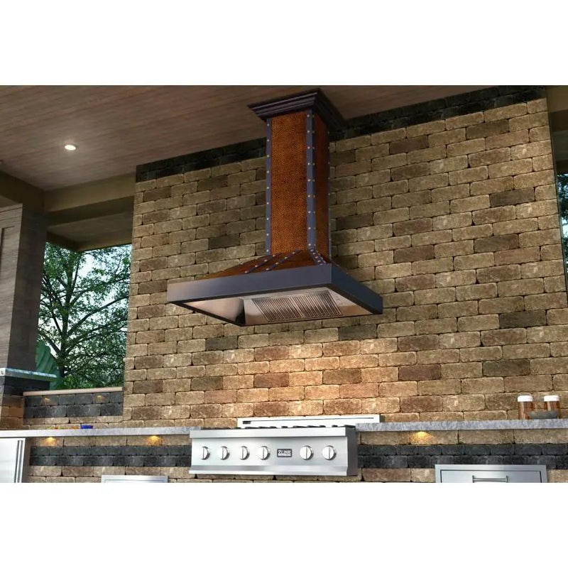 ZLINE 36" Hand-Hammered Copper Finish Wall Range Hood, 655-HBBBB-36 by Farmhouse Kitchen and Bath