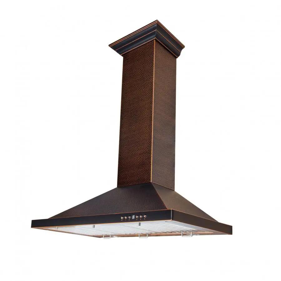 ZLINE 36" Hand-Hammered Copper Finish Wall Range Hood, 8KBH-36 by Farmhouse Kitchen and Bath