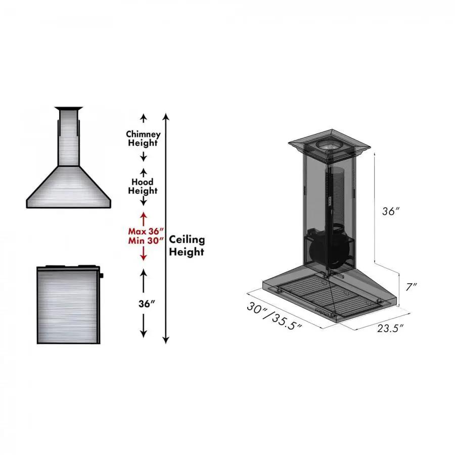 ZLINE 36" Hand Hammered Copper Island Range Hood, 8GL2Hi-36 by Farmhouse Kitchen and Bath