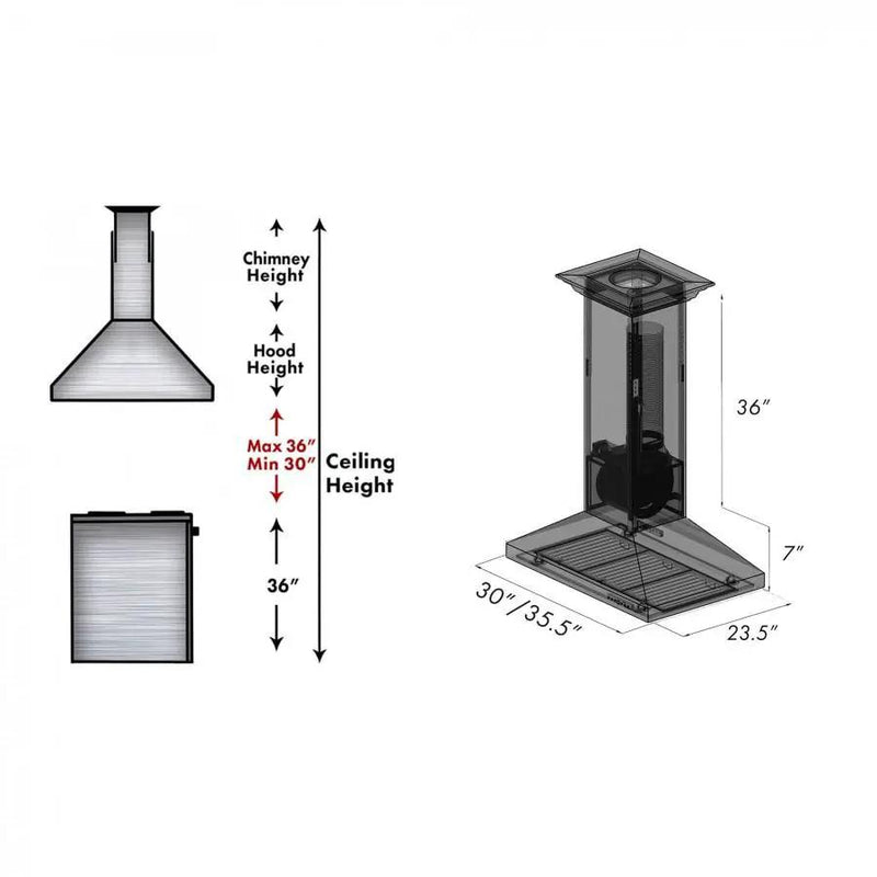 ZLINE 36" Hand Hammered Copper Island Range Hood, 8GL2Hi-36 by Farmhouse Kitchen and Bath