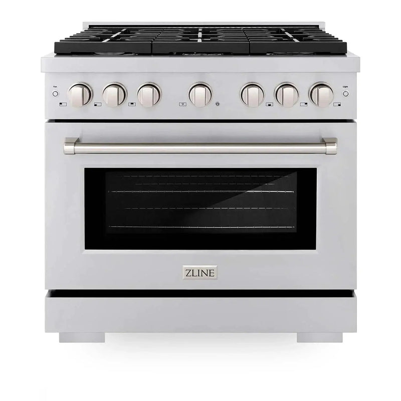 ZLINE 36 in. 5.2 cu. ft. 6 Burner Gas Range with Convection Gas Oven in Stainless Steel, SGR36 by Farmhouse Kitchen and Bath