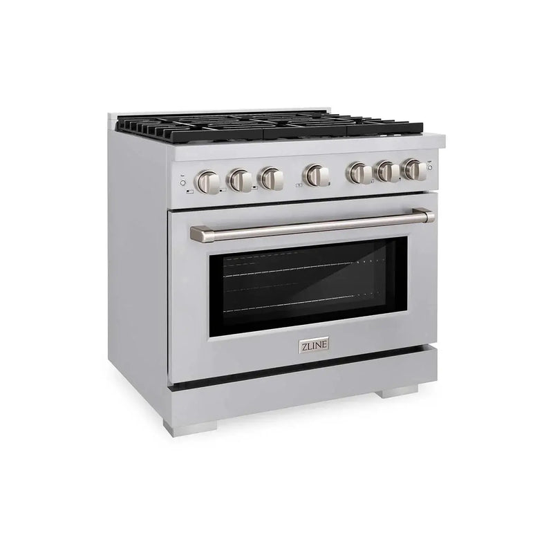 ZLINE 36 in. 5.2 cu. ft. 6 Burner Gas Range with Convection Gas Oven in Stainless Steel, SGR36 by Farmhouse Kitchen and Bath