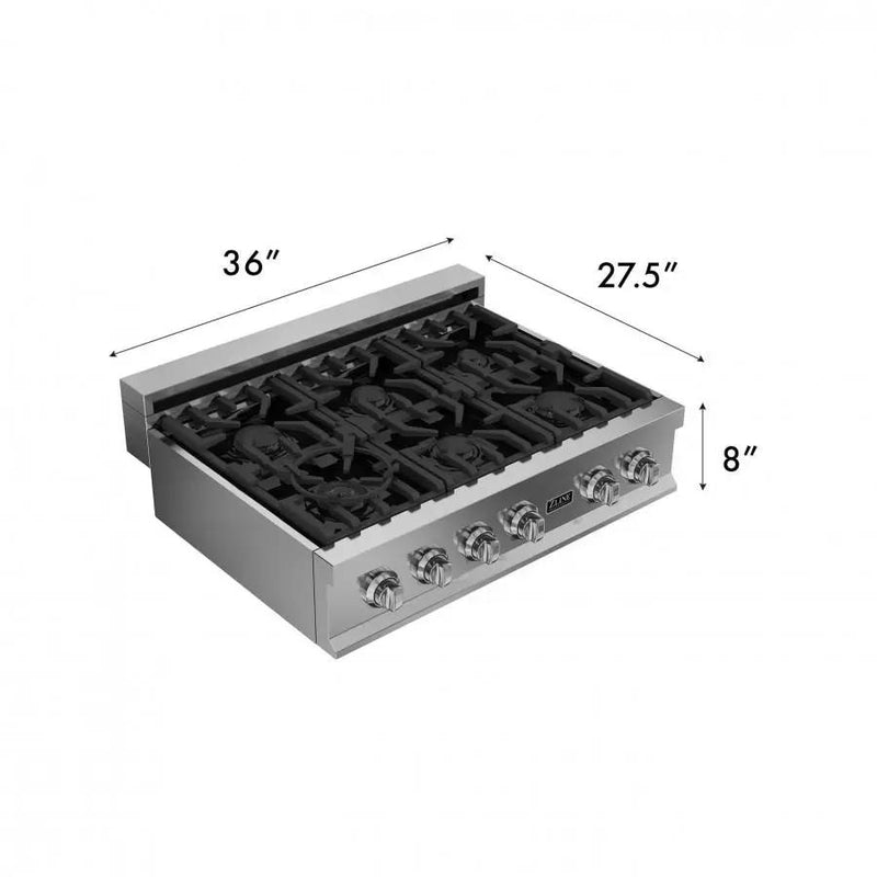 ZLINE 36 inch Rangetop with 6 Gas Burners, RT36 by Farmhouse Kitchen and Bath