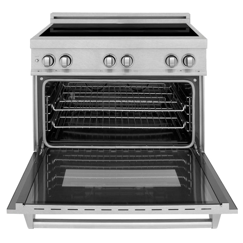 ZLINE 36" Induction Range in DuraSnow with a 4 Element Stove and Electric Oven RAINDS-SN-36 by Farmhouse Kitchen and Bath