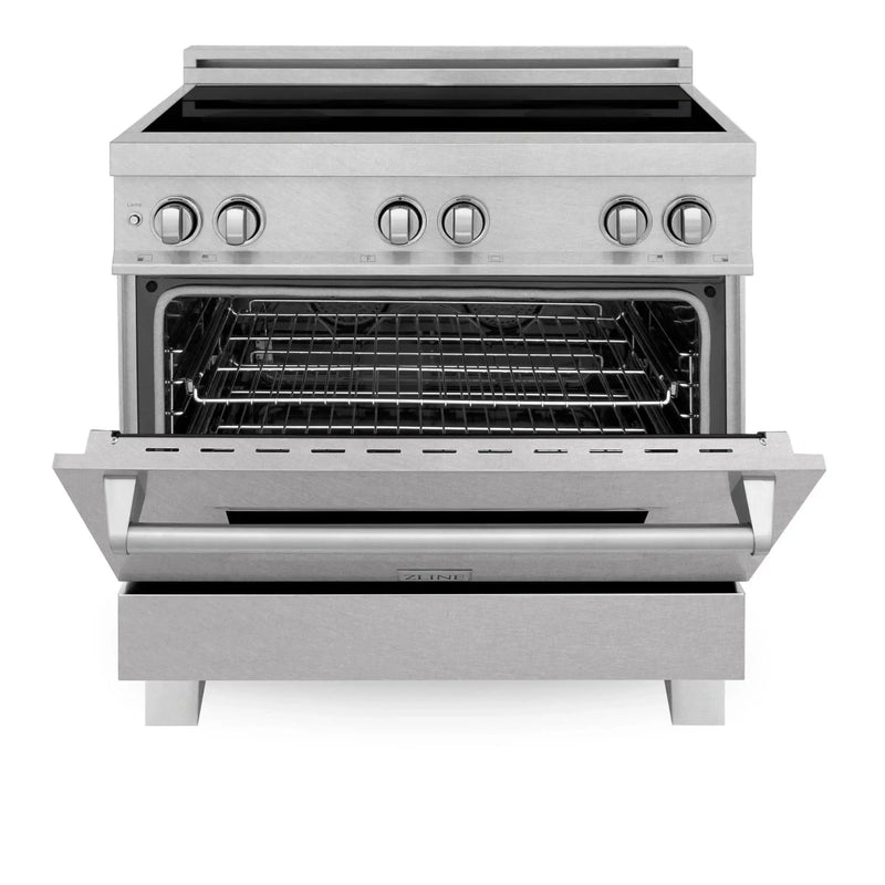 ZLINE 36" Induction Range in DuraSnow with a 4 Element Stove and Electric Oven RAINDS-SN-36 by Farmhouse Kitchen and Bath