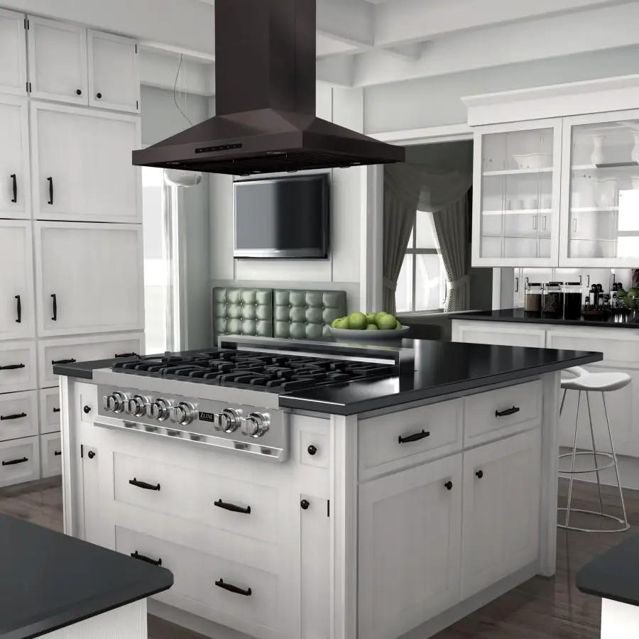 ZLINE 36" Island Range Hood in Black Stainless Steel, BSGL2iN-36 by Farmhouse Kitchen and Bath