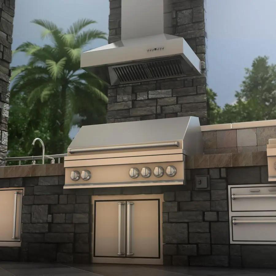 ZLINE 36" Outdoor/Indoor Stainless Steel Wall Range Hood, 667-304-36 by Farmhouse Kitchen and Bath