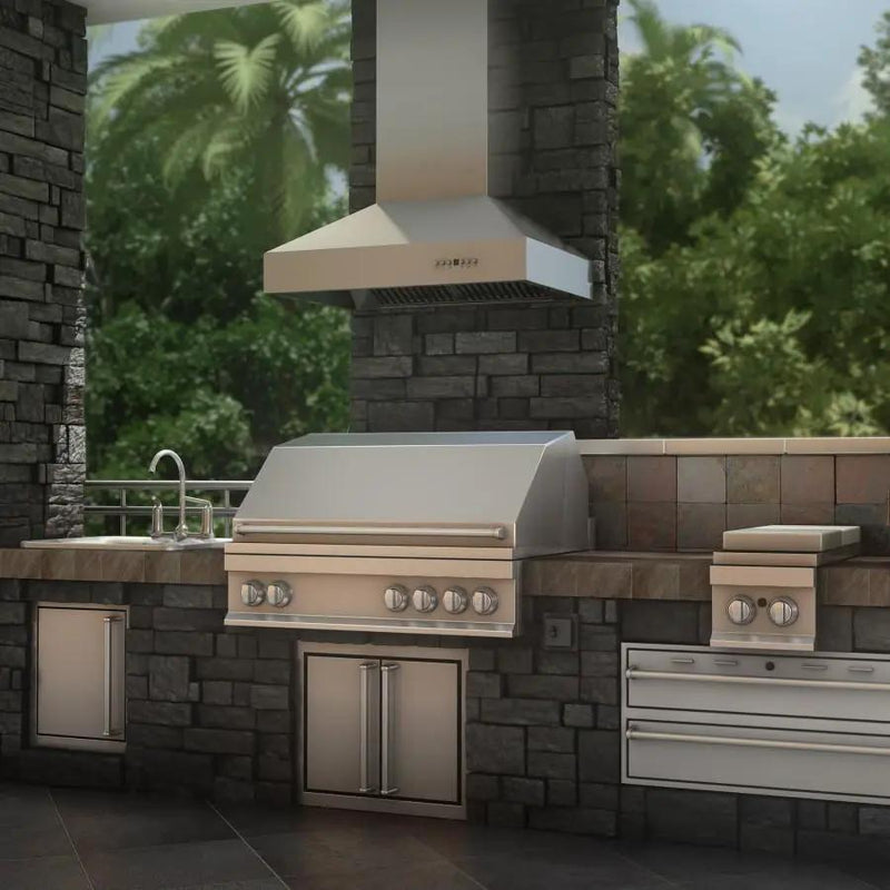 ZLINE 36" Outdoor/Indoor Stainless Steel Wall Range Hood, 667-304-36 by Farmhouse Kitchen and Bath