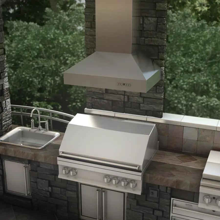 ZLINE 36" Outdoor/Indoor Stainless Steel Wall Range Hood, 667-304-36 by Farmhouse Kitchen and Bath