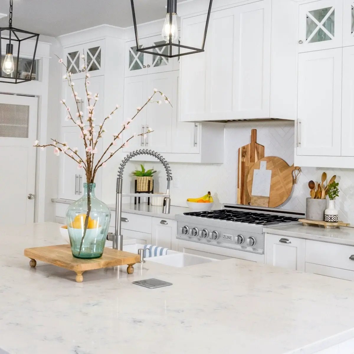 ZLINE 36" Porcelain Rangetop, DuraSnow®, 6 Brass Burners, RTS-BR-36 by Farmhouse Kitchen and Bath