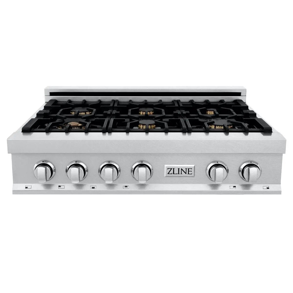 ZLINE 36" Porcelain Rangetop, DuraSnow®, 6 Brass Burners, RTS-BR-36 by Farmhouse Kitchen and Bath