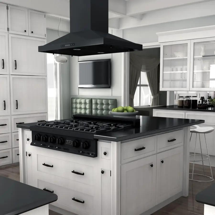 ZLINE 36" Porcelain Rangetop in Black Stainless with 6 Gas Burners, RTB-36 by Farmhouse Kitchen and Bath