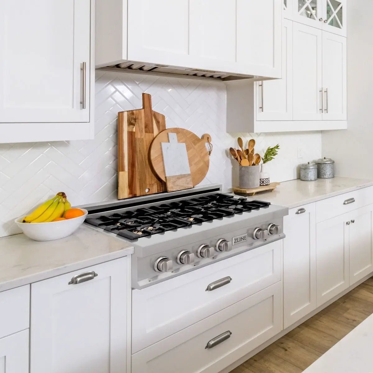 ZLINE 36" Porcelain Rangetop With 6 Gas Brass Burners, RT-BR-36 by Farmhouse Kitchen and Bath