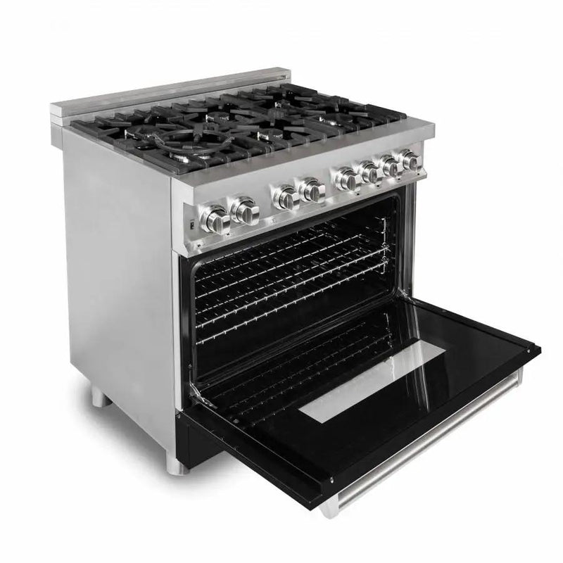 ZLINE 36" Professional Dual Fuel Range, Black Matte Door, RA-BLM-36 by Farmhouse Kitchen and Bath